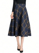 Women's Plaid Print Zippered Elegant Skirt